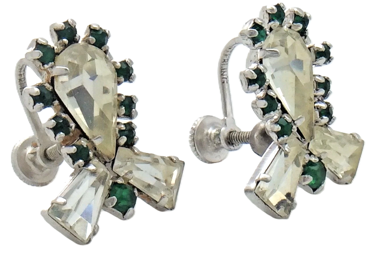 Jay Keel Sterling 925 Silver Screw Back Old Vintage Earrings F996