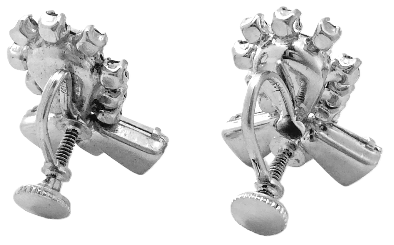 Jay Keel Sterling 925 Silver Screw Back Old Vintage Earrings F996