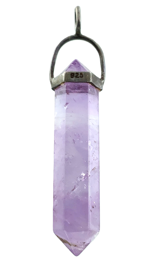 Beautiful Amethyst Pendant Purple Crystal With Sterling Silver Pendant FF431