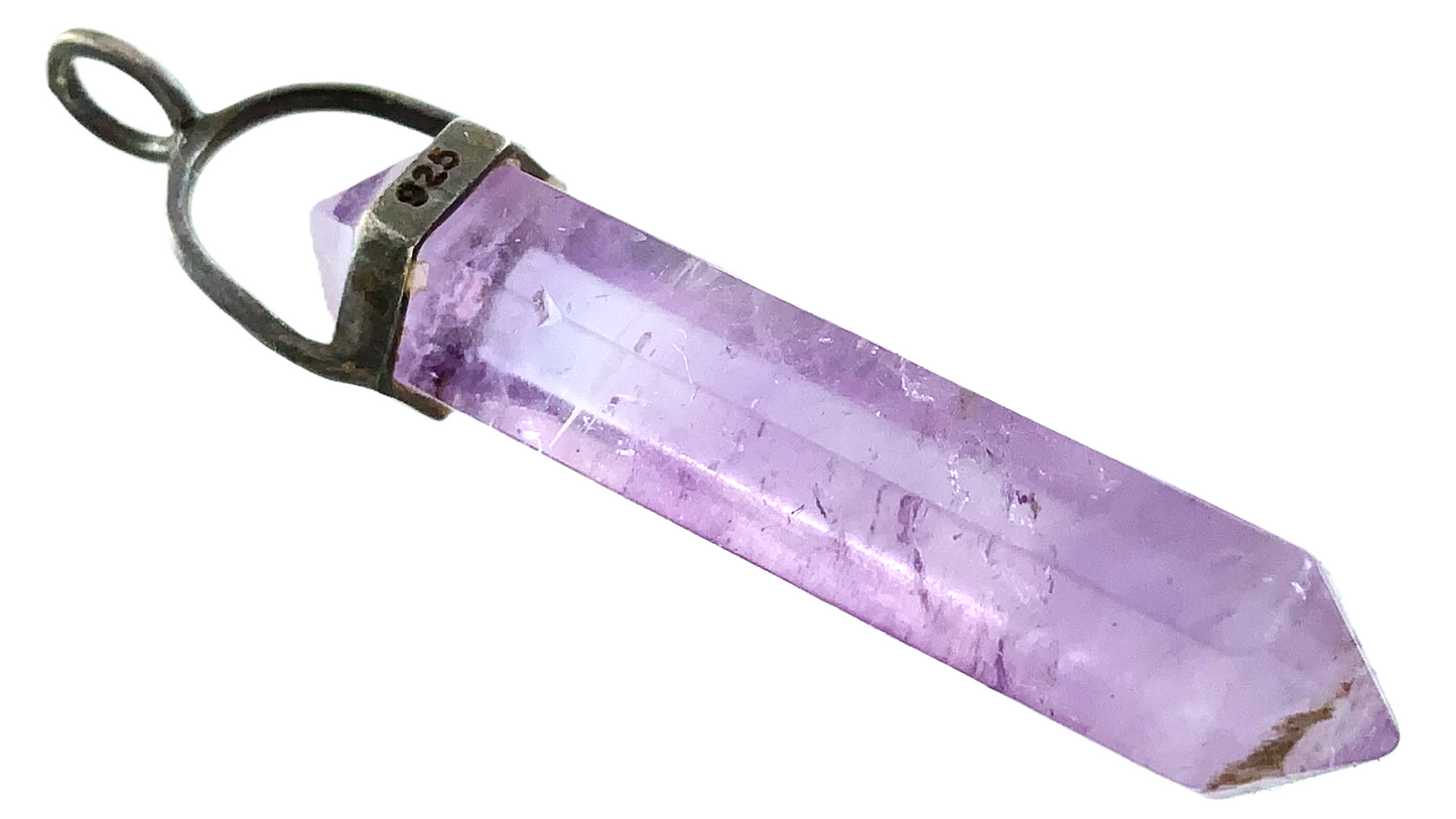Beautiful Amethyst Pendant Purple Crystal With Sterling Silver Pendant FF431