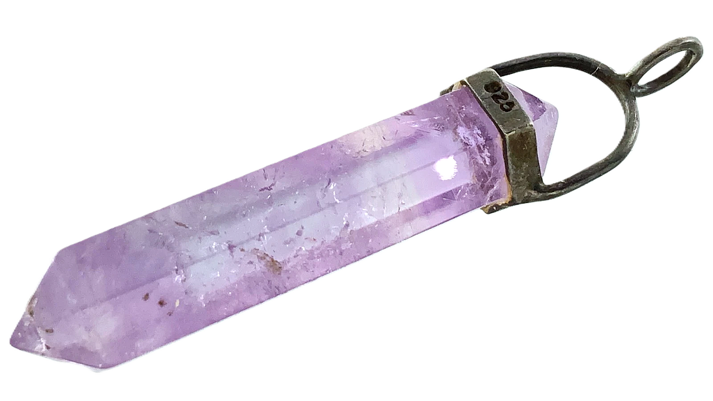 Beautiful Amethyst Pendant Purple Crystal With Sterling Silver Pendant FF431