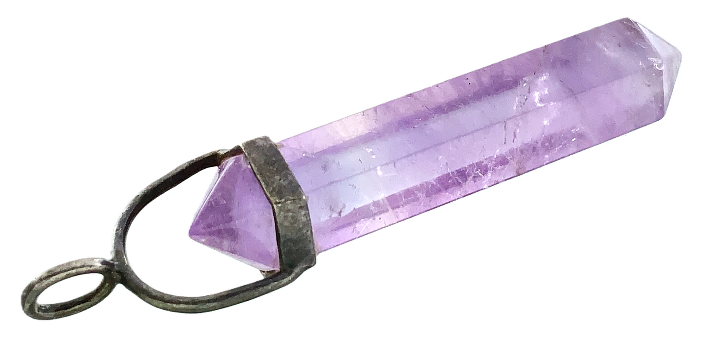 Beautiful Amethyst Pendant Purple Crystal With Sterling Silver Pendant FF431