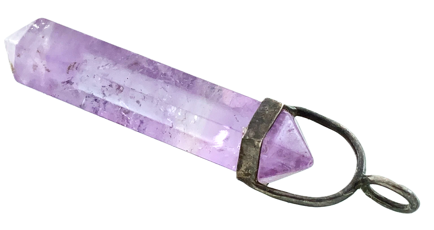 Beautiful Amethyst Pendant Purple Crystal With Sterling Silver Pendant FF431