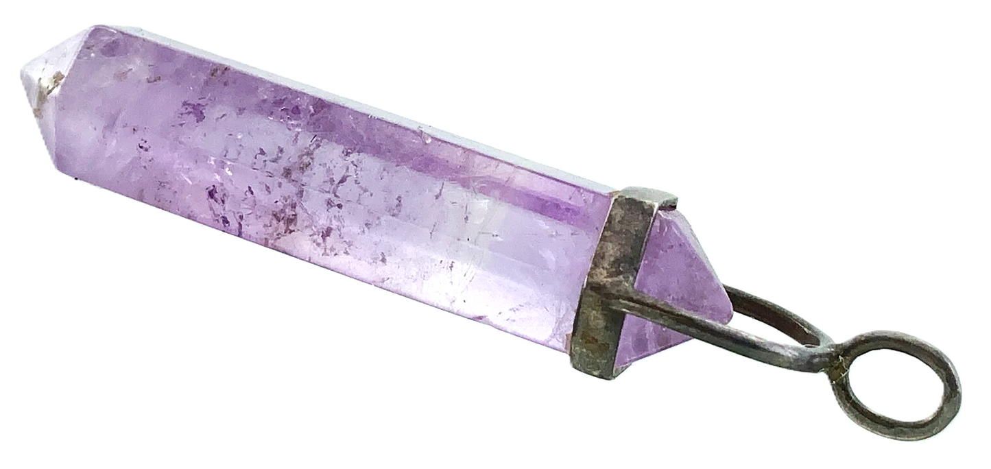 Beautiful Amethyst Pendant Purple Crystal With Sterling Silver Pendant FF431