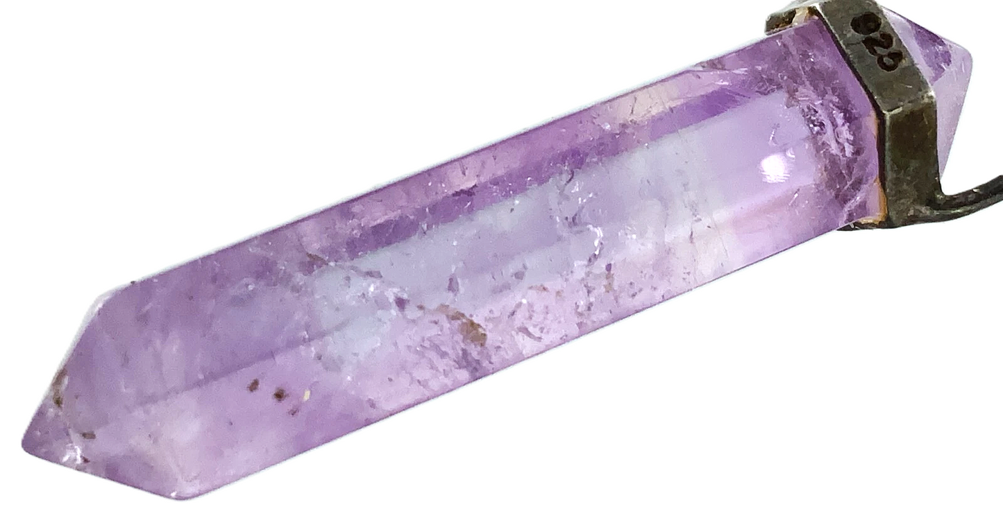 Beautiful Amethyst Pendant Purple Crystal With Sterling Silver Pendant FF431