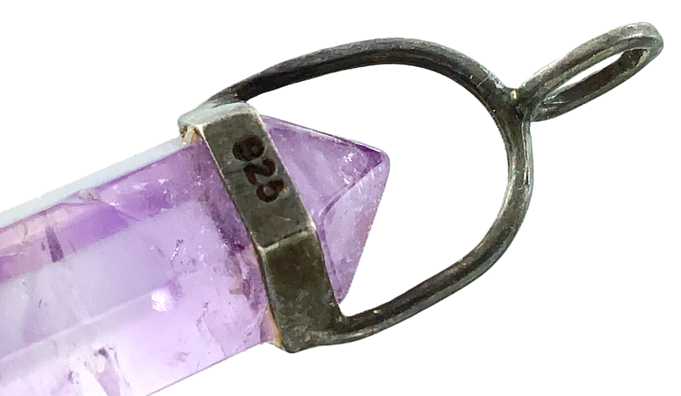 Beautiful Amethyst Pendant Purple Crystal With Sterling Silver Pendant FF431