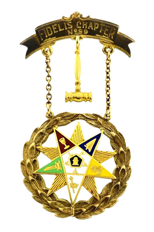10K Yellow Gold Order Eastern Star Gavel Brooch Freemason Masonic Pin FF445
