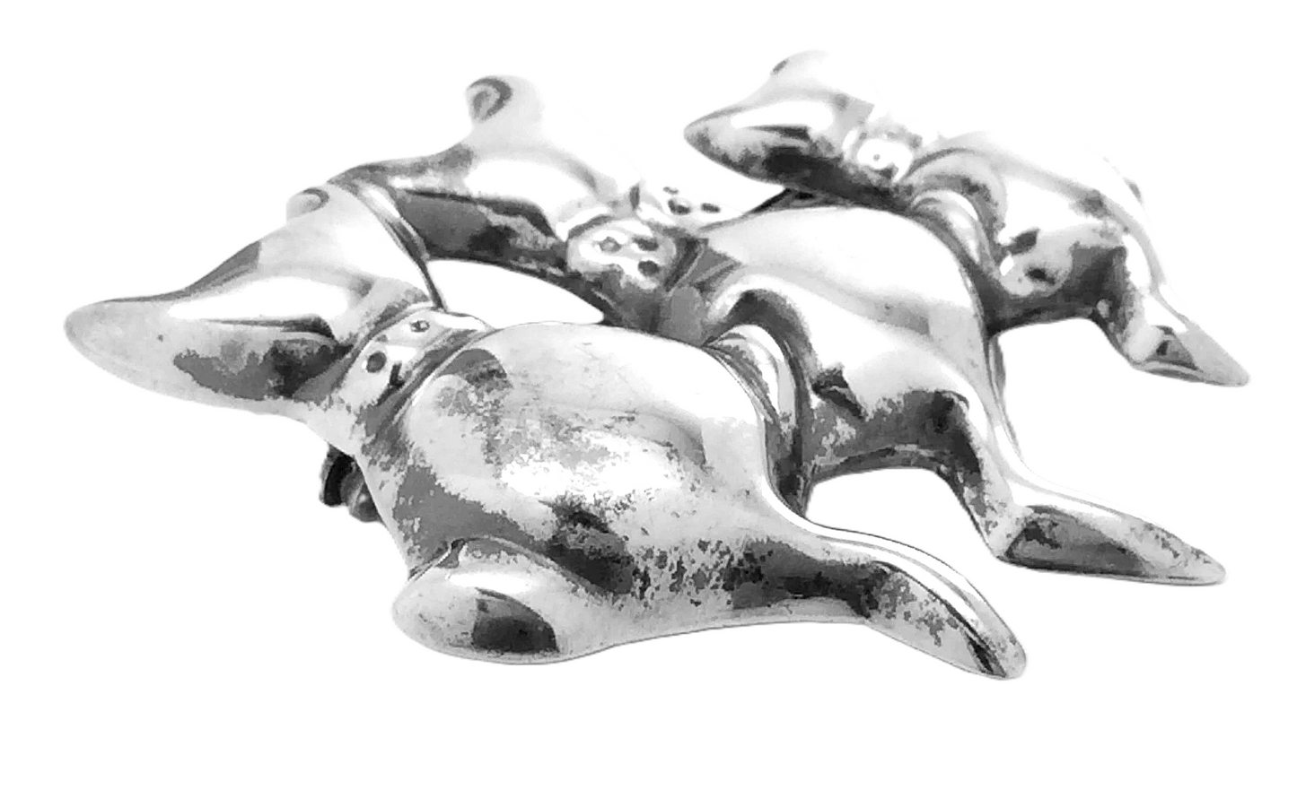 3 Musketeers Cats Kitties Sterling Silver 925 Mexico Womens Brooch Pin G872