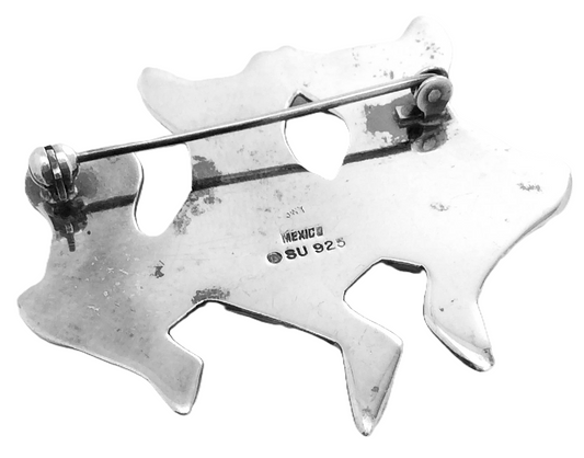 3 Musketeers Cats Kitties Sterling Silver 925 Mexico Womens Brooch Pin G872