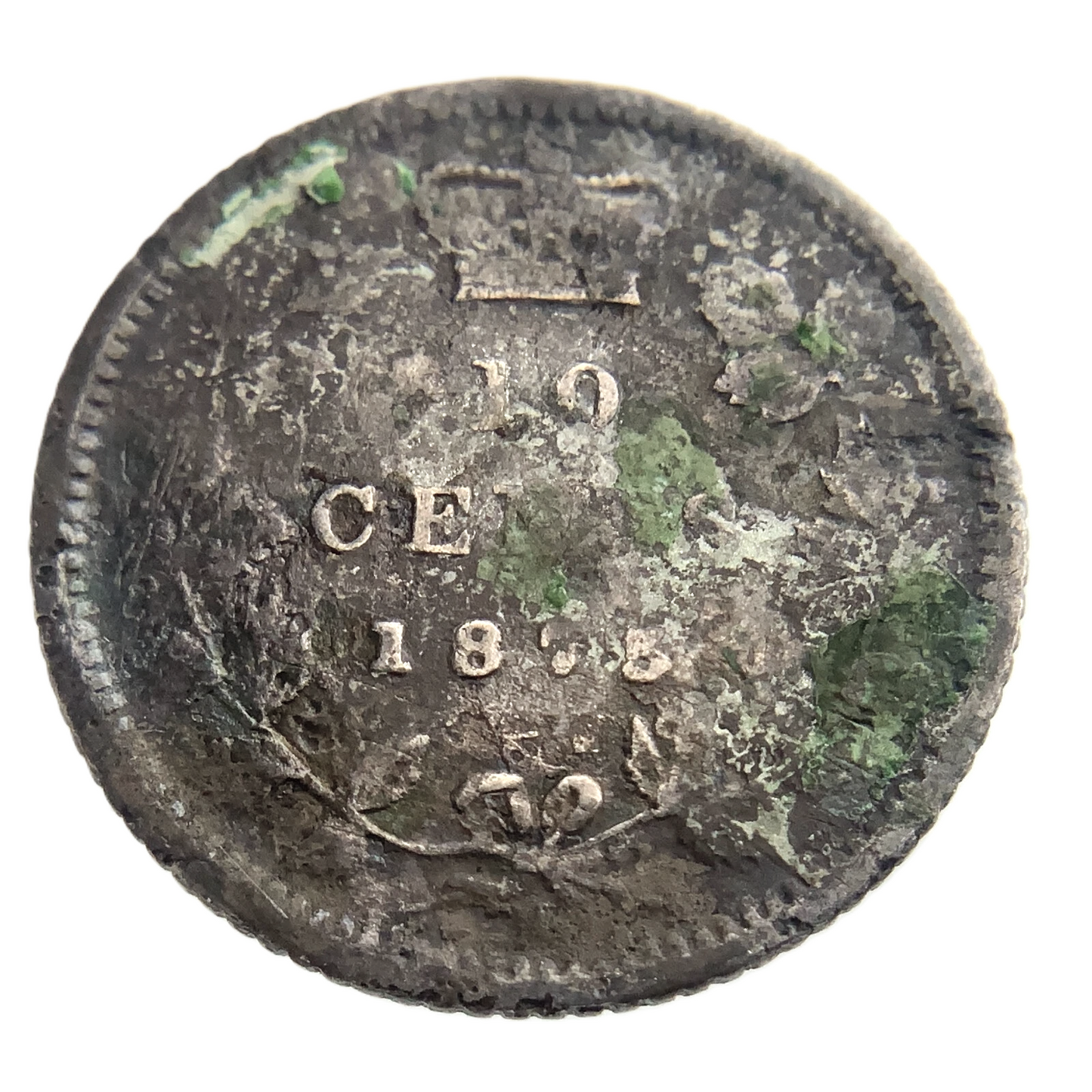 .069 ozt 1875 H Rare Canada Silver 10¢