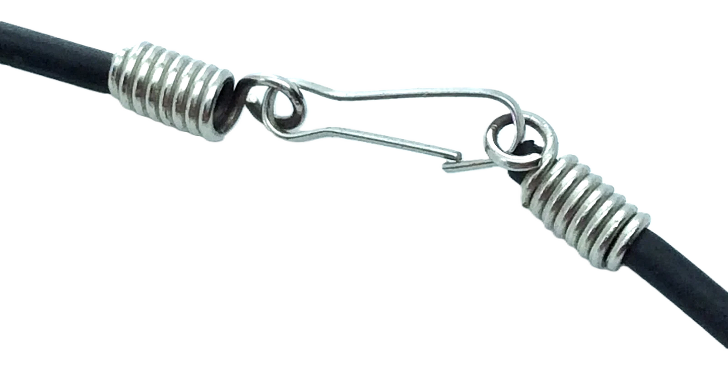 Vintage Sterling Silver Black Stone Circle Plastic Necklace 2.75in 15.6g H225