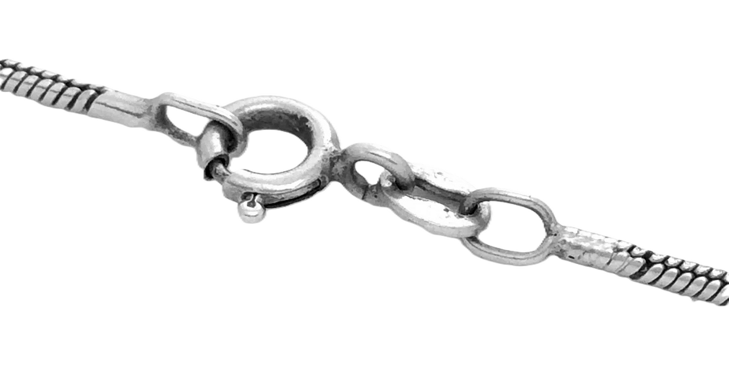 Vintage Sterling Silver Cabochon Blue Stone Set Agate Necklace 1in 13.6g H226