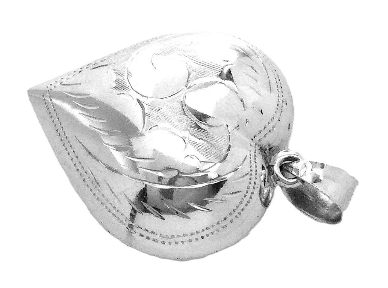 Womens Vintage Sterling Silver Hollow Heart Necklace Pendant 1.25 in 5.6g H255