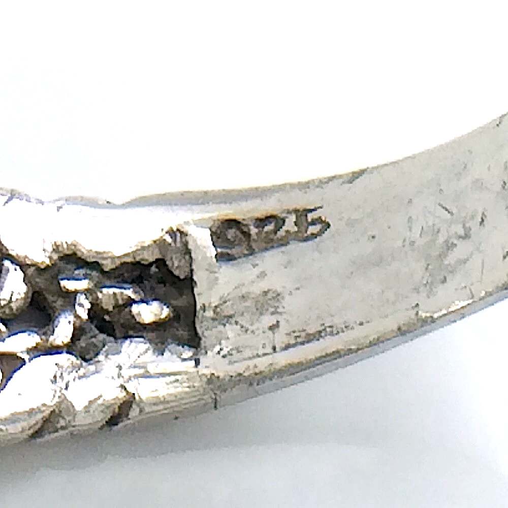 Womens Ladies Vintage  Filigree Marquise-Cut Blue Topaz Stone Sterling Silver Twisted Rope Band Size 7.75 US Ring 4.2g I982