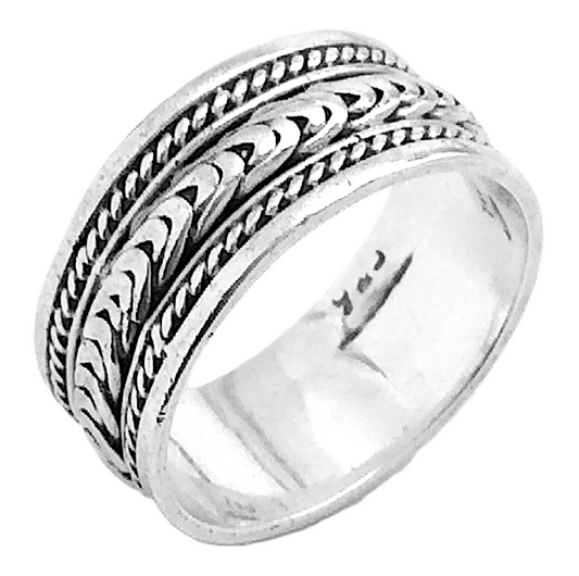 Women Ladies Vintage Band Balie Weave Braid Rope Sterling Silver Size 7.75 US Wide Ring 4.7g I983