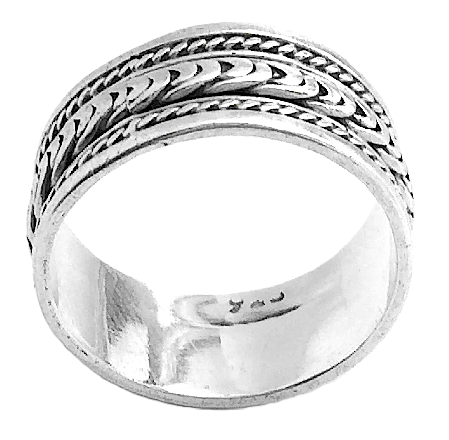 Women Ladies Vintage Band Balie Weave Braid Rope Sterling Silver Size 7.75 US Wide Ring 4.7g I983