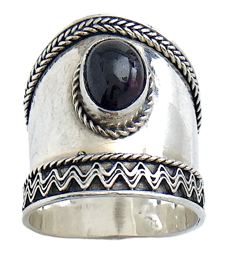 Womans Ladies Vintage Deep Purple Stone Sterling Silver Size 6 US Ring 4g I987