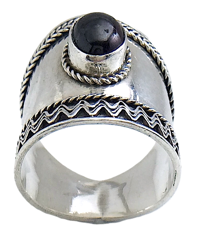 Womans Ladies Vintage Deep Purple Stone Sterling Silver Size 6 US Ring 4g I987