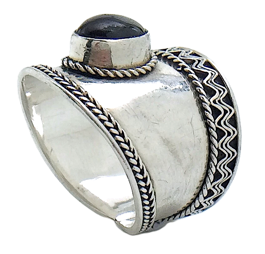 Womans Ladies Vintage Deep Purple Stone Sterling Silver Size 6 US Ring 4g I987