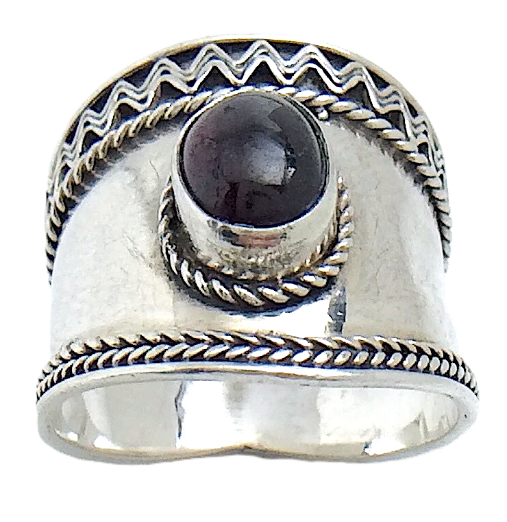 Womans Ladies Vintage Deep Purple Stone Sterling Silver Size 6 US Ring 4g I987