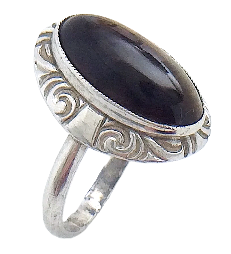 Womans Ladies Vintage Southwestern Oval Cabochon Stone Sterling Silver Size 8 US Ring 2.9g I988