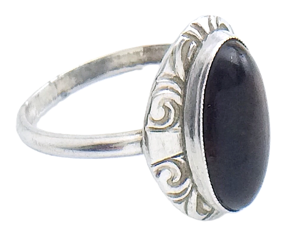 Womans Ladies Vintage Southwestern Oval Cabochon Stone Sterling Silver Size 8 US Ring 2.9g I988