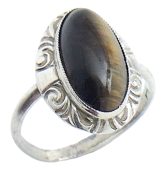 Womans Ladies Vintage Southwestern Oval Cabochon Stone Sterling Silver Size 8 US Ring 2.9g I988