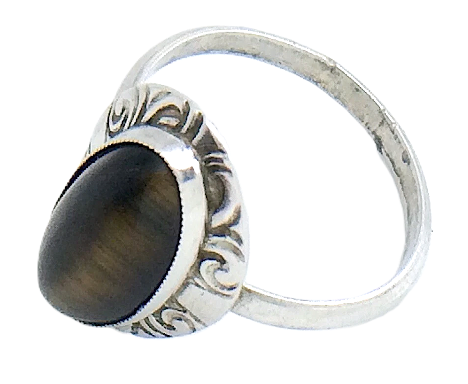 Womans Ladies Vintage Southwestern Oval Cabochon Stone Sterling Silver Size 8 US Ring 2.9g I988