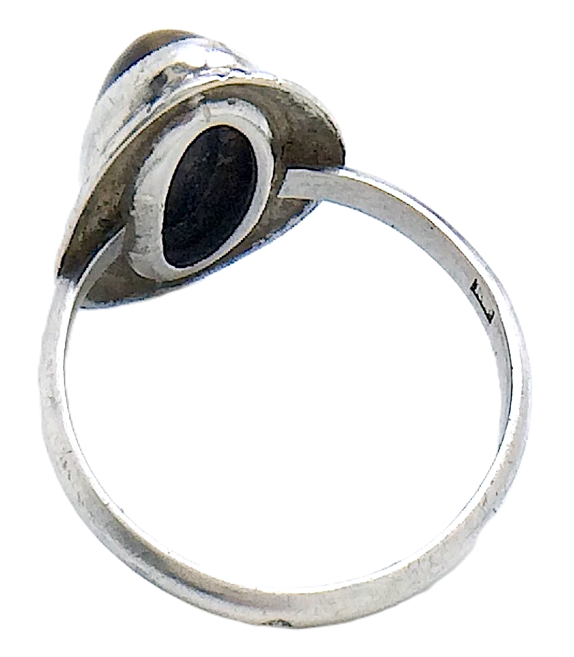 Womans Ladies Vintage Southwestern Oval Cabochon Stone Sterling Silver Size 8 US Ring 2.9g I988