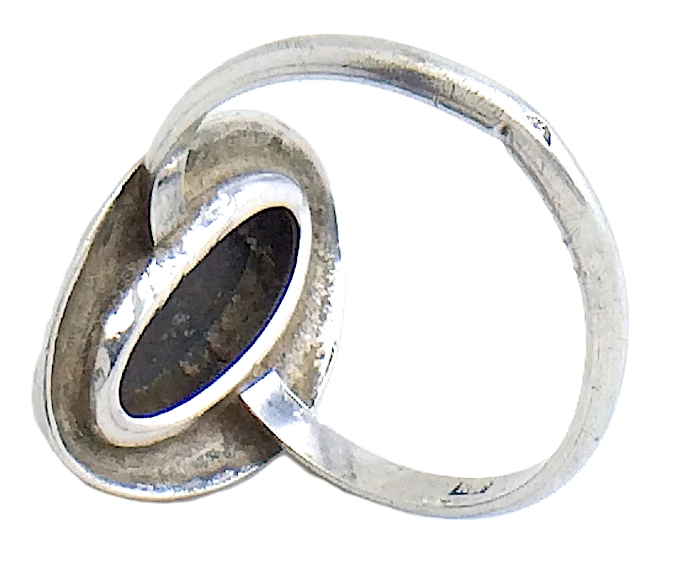 Womans Ladies Vintage Southwestern Oval Cabochon Stone Sterling Silver Size 8 US Ring 2.9g I988