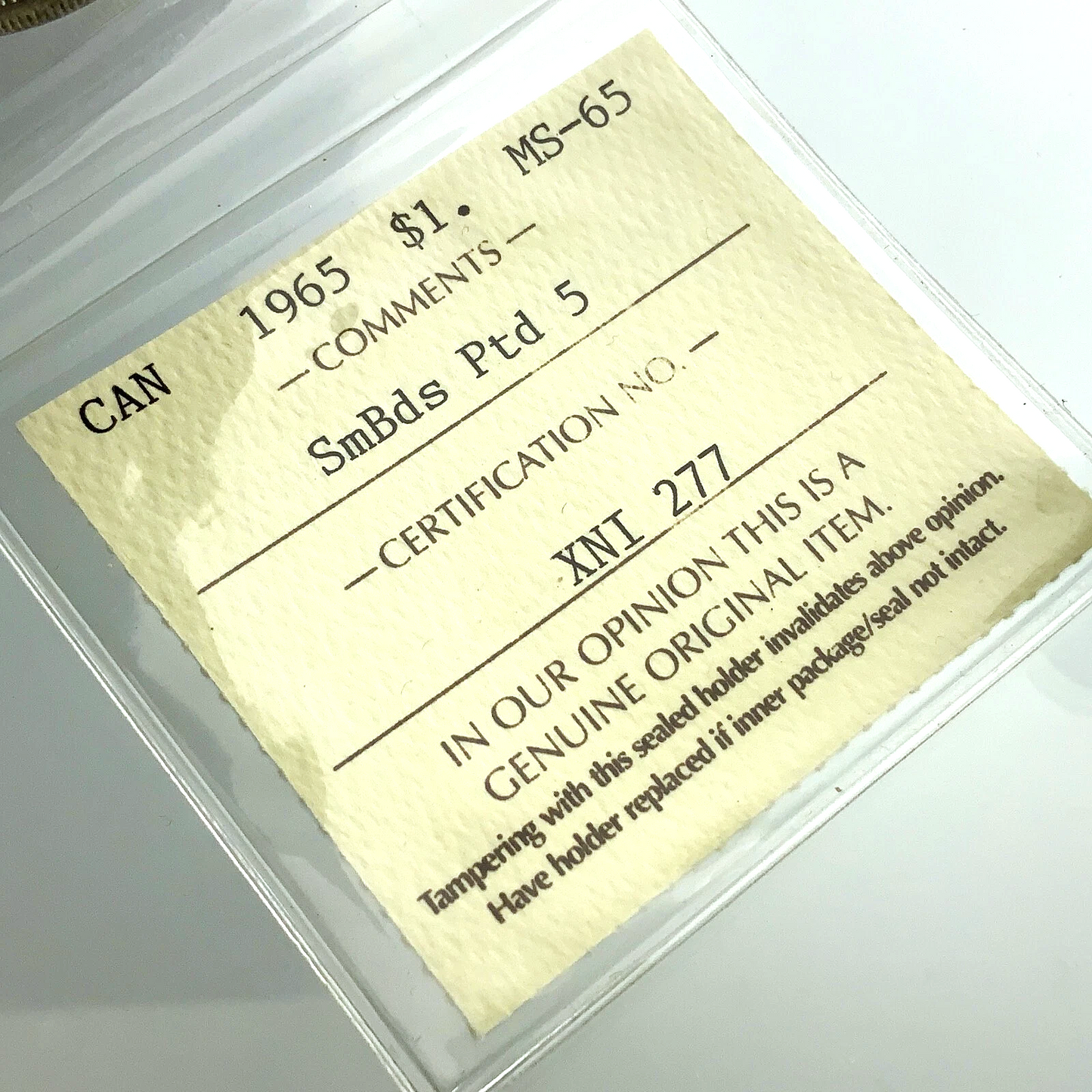 .600 ozt 1965 Voyageur SB P5 MS-65 $1