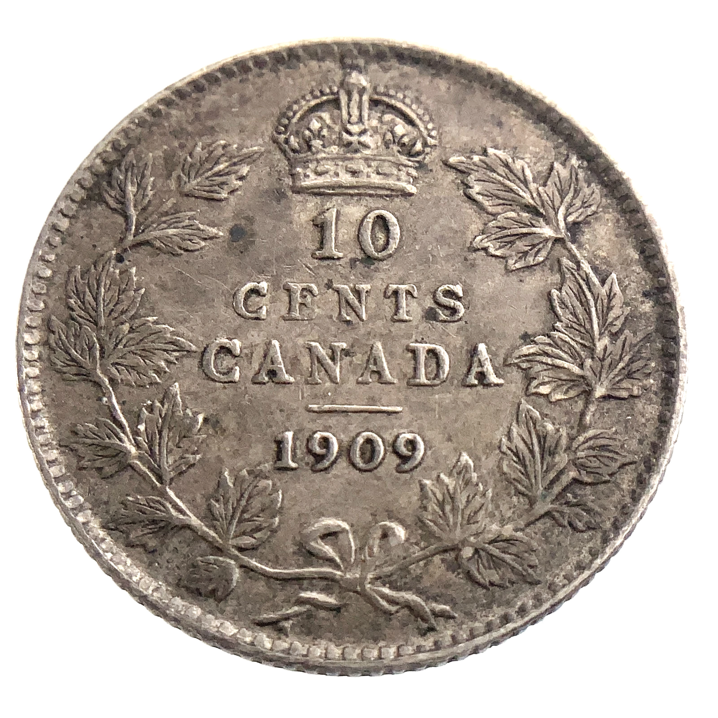.069 ozt 1909 Broad Leaves Canada 10¢
