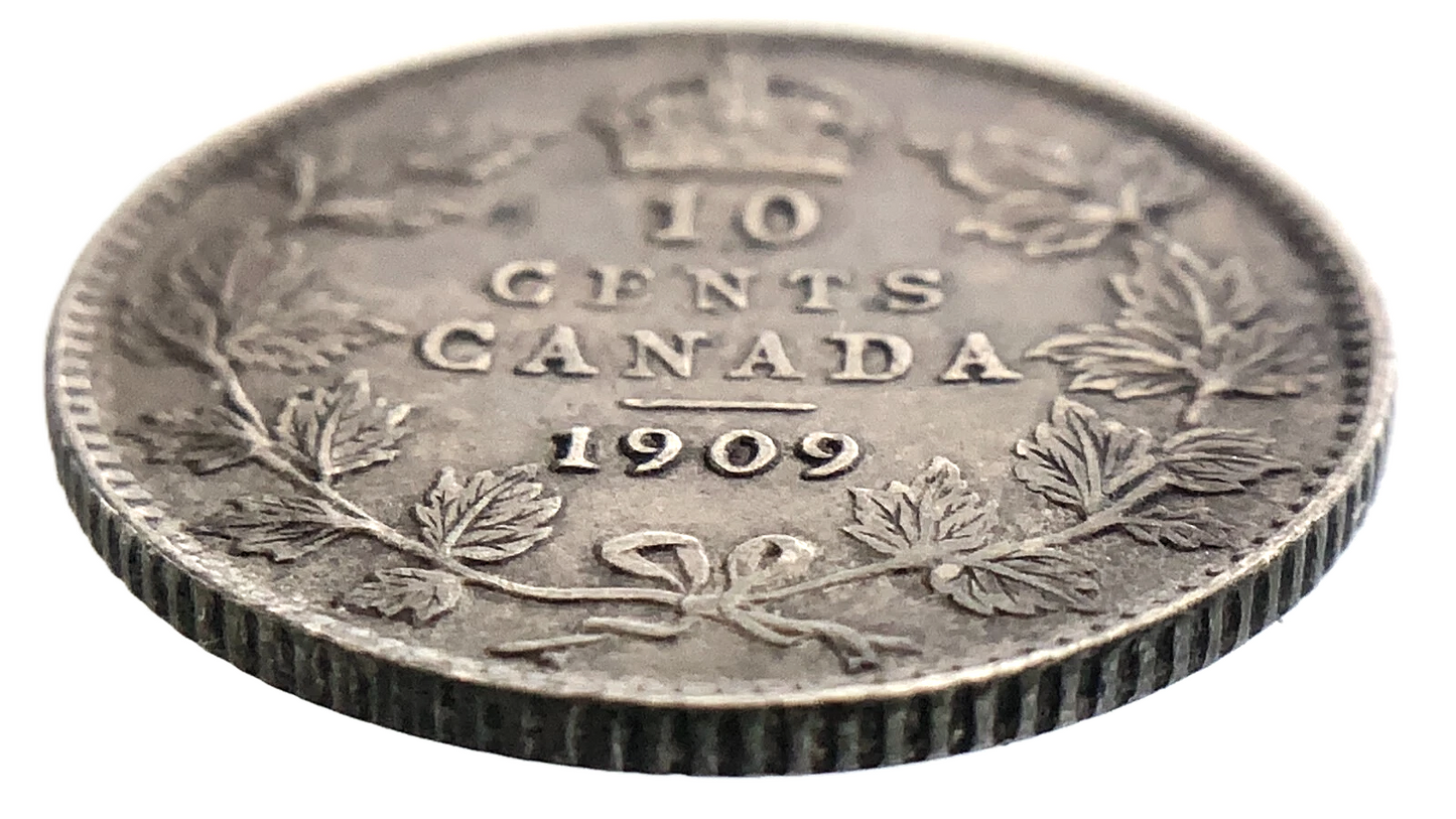 .069 ozt 1909 Broad Leaves Canada 10¢