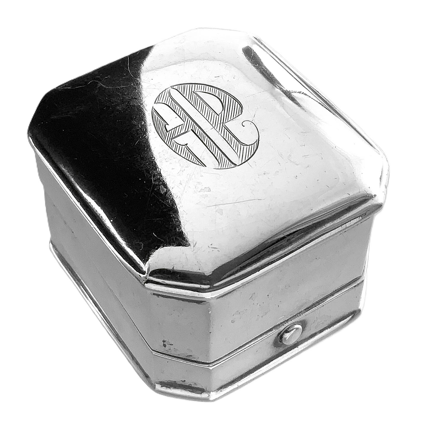 Art Deco Birks Sterling Silver Ring Box Engraved Rectangular Display Box II304