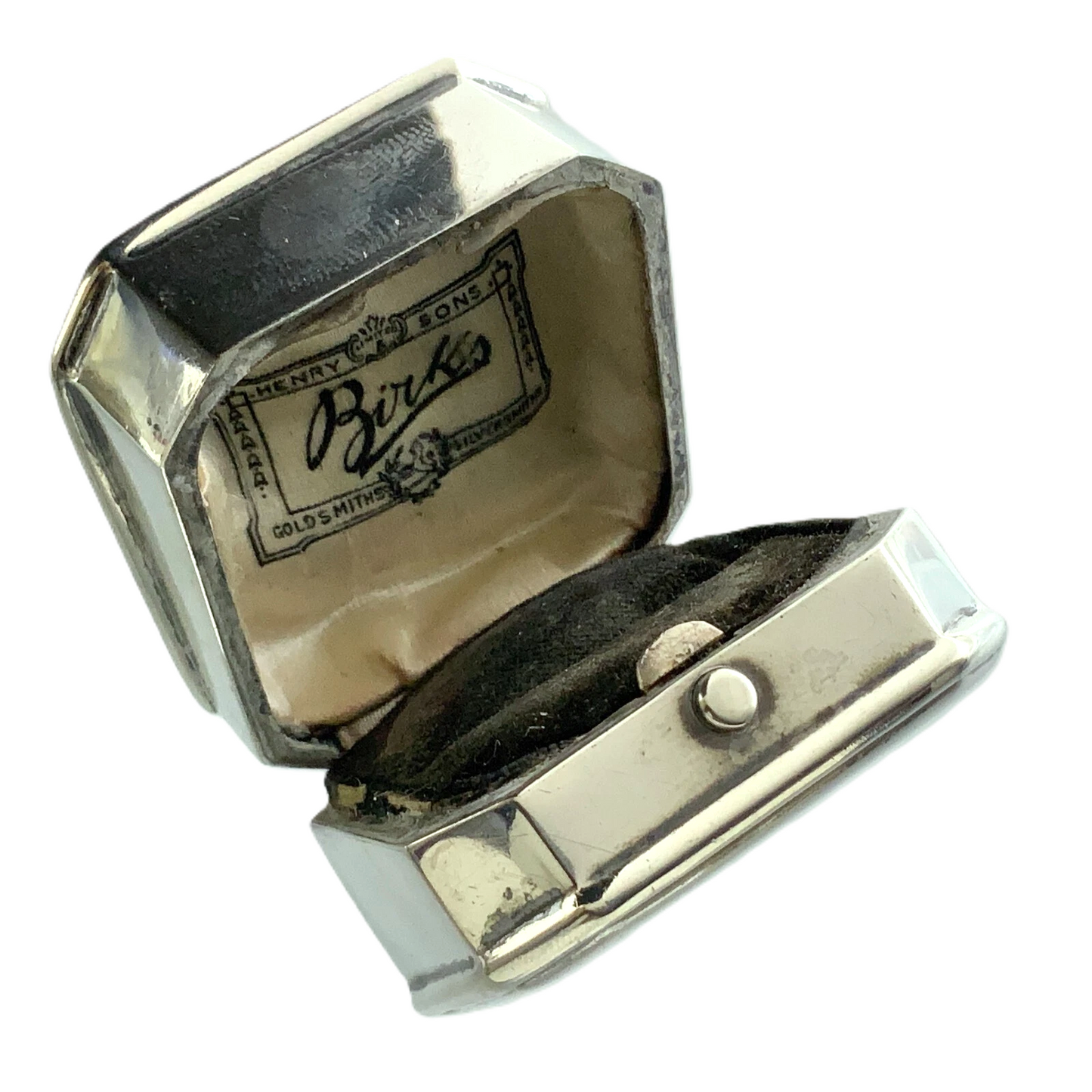 Art Deco Birks Sterling Silver Ring Box Engraved Rectangular Display Box II304