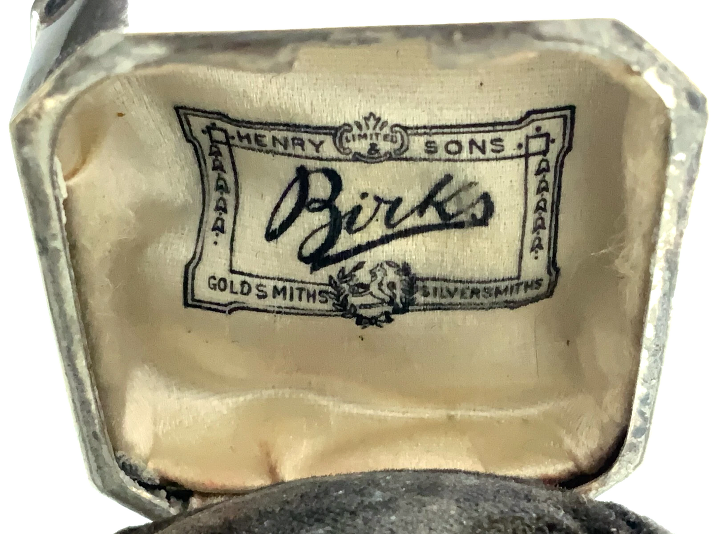 Art Deco Birks Sterling Silver Ring Box Engraved Rectangular Display Box II304