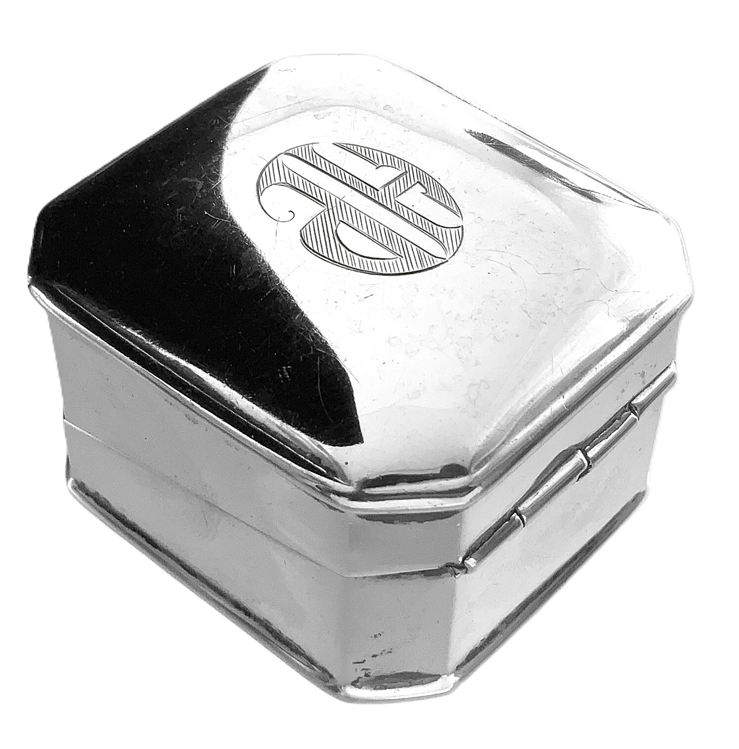 Art Deco Birks Sterling Silver Ring Box Engraved Rectangular Display Box II304