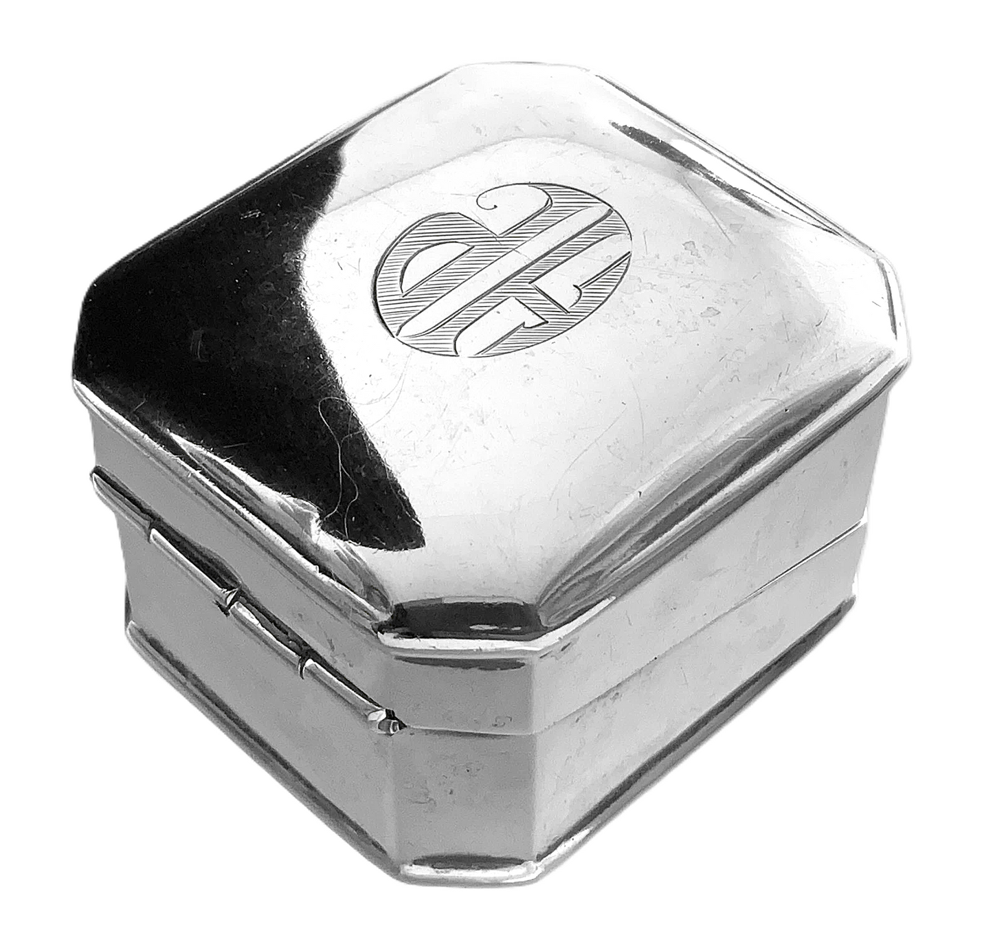 Art Deco Birks Sterling Silver Ring Box Engraved Rectangular Display Box II304