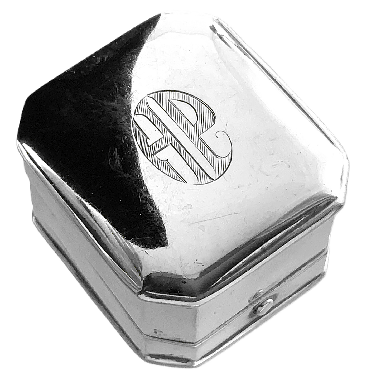 Art Deco Birks Sterling Silver Ring Box Engraved Rectangular Display Box II304