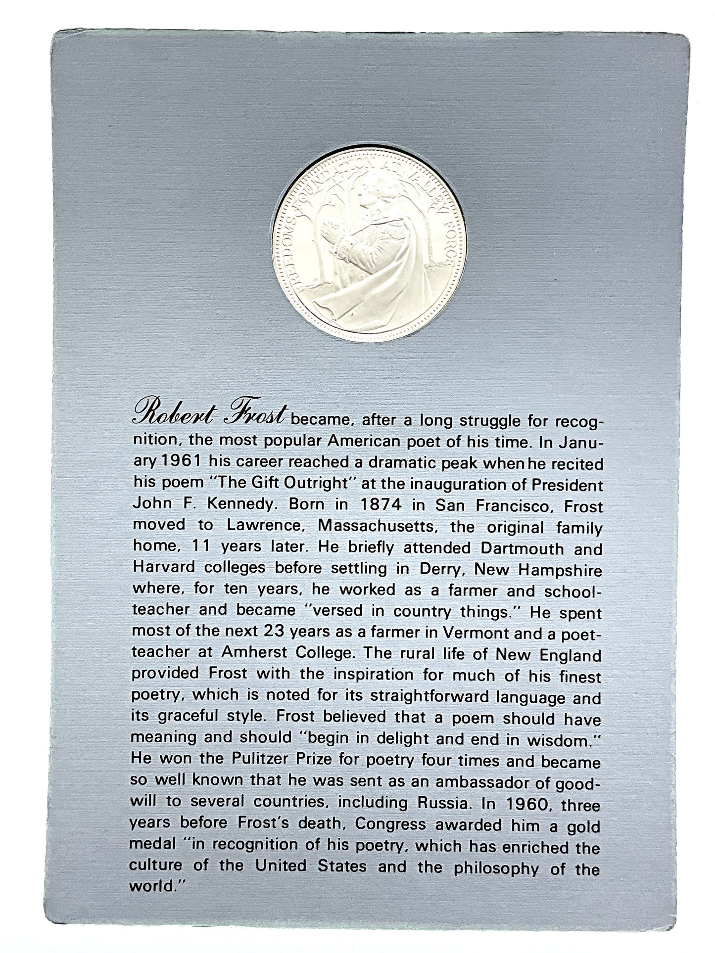 .985 ozt Robert Frost Silver Round