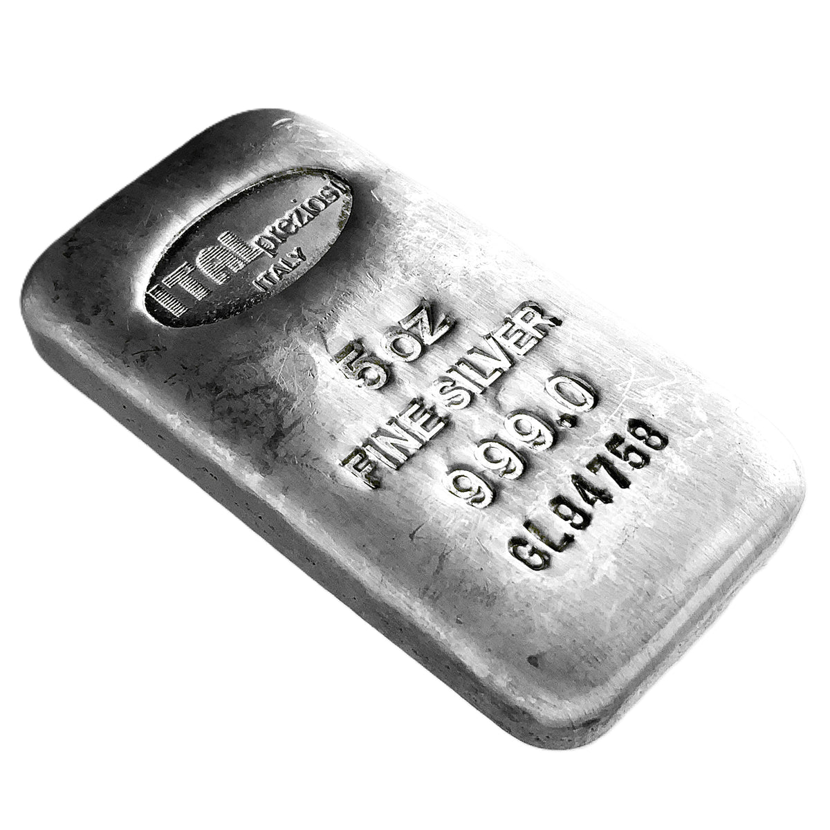 5 ozt ITALpreziosi Poured Italy 999 Silver Bar Loaf
