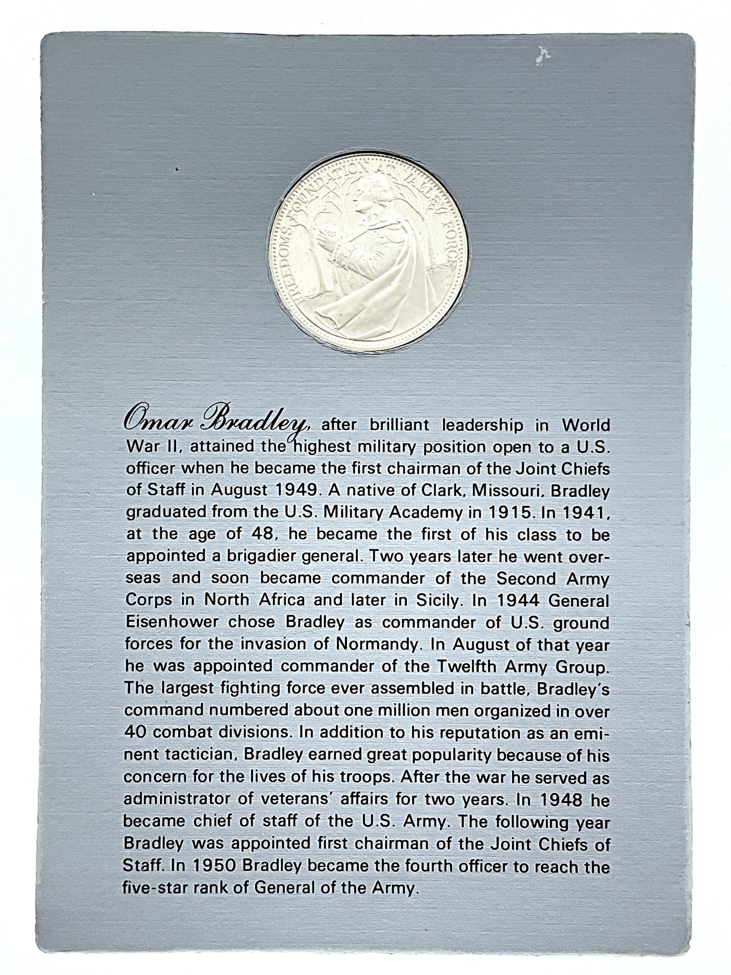 .985 ozt Omar Bradley Silver Round