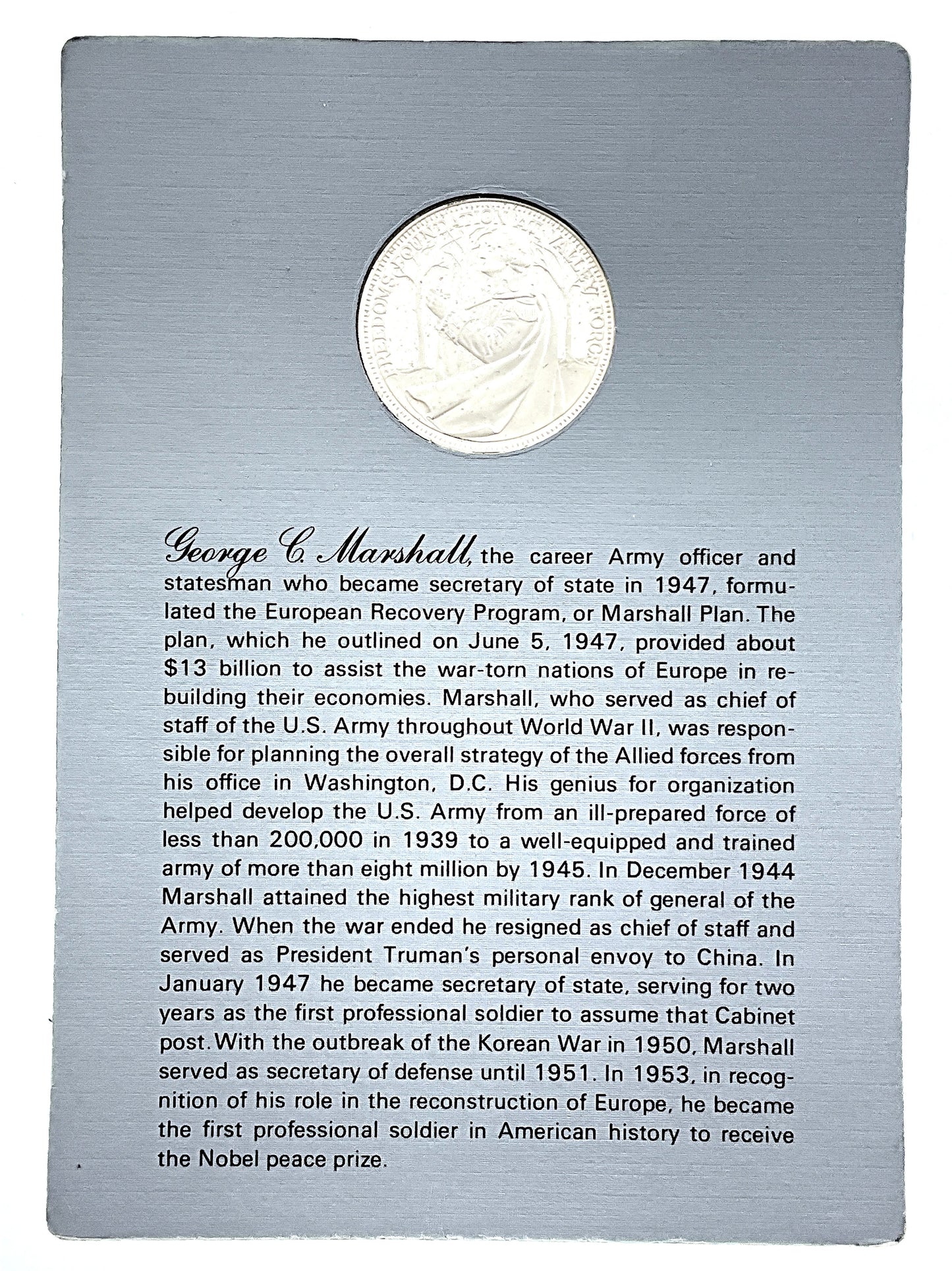 .985 ozt George C. Marshall Silver Round