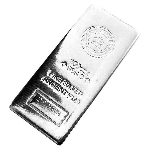 100 ozt Royal Canadian Mint 999 Silver Bar