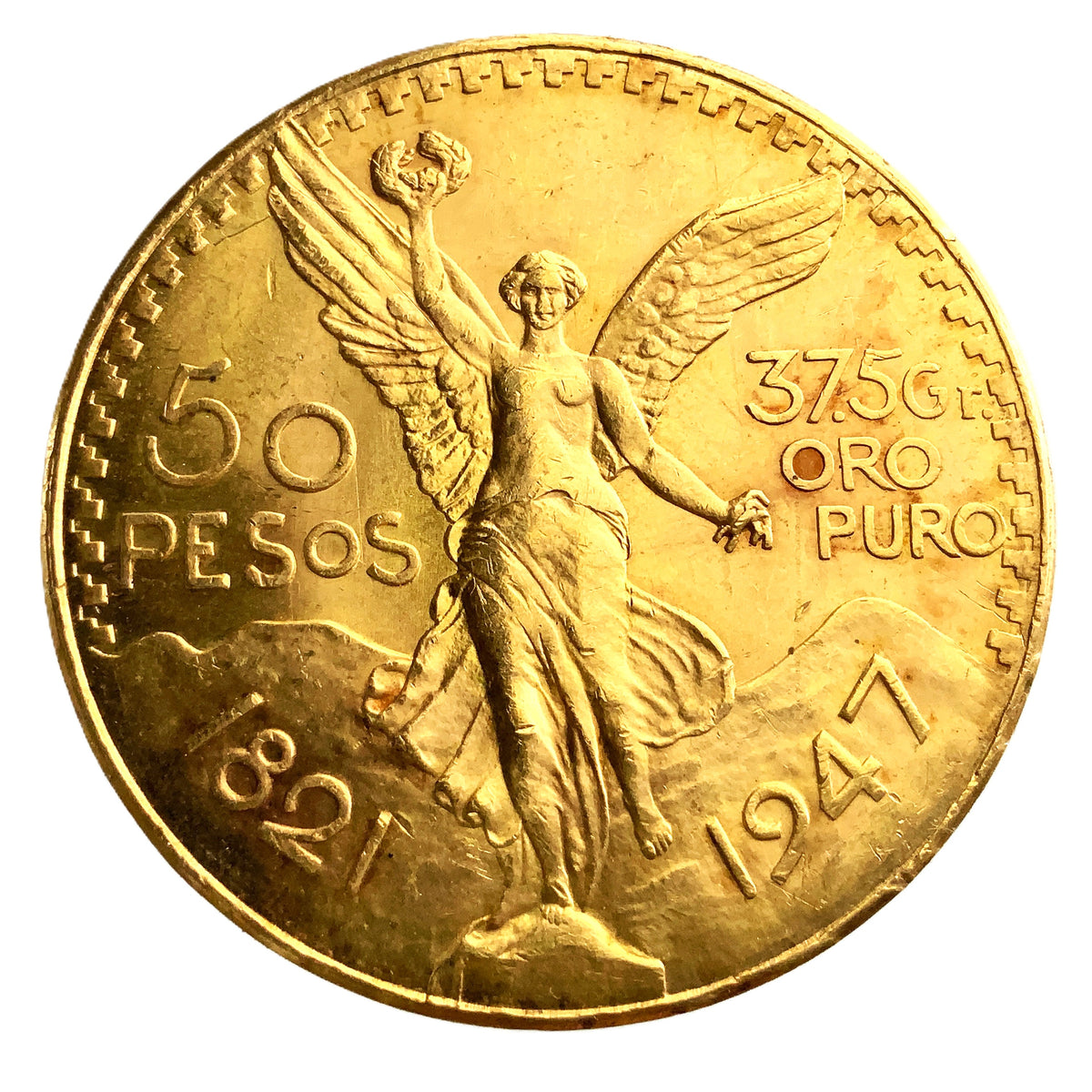 1.20 ozt 1947 Mexican Centenario 50 Pesos Gold Coin