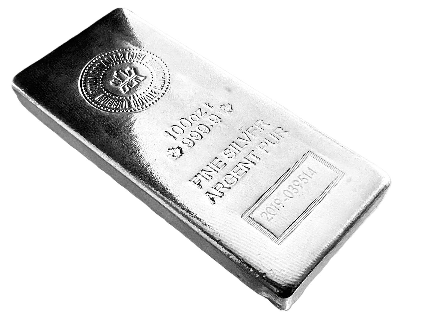 100 ozt Royal Canadian Mint 999 Silver Bar