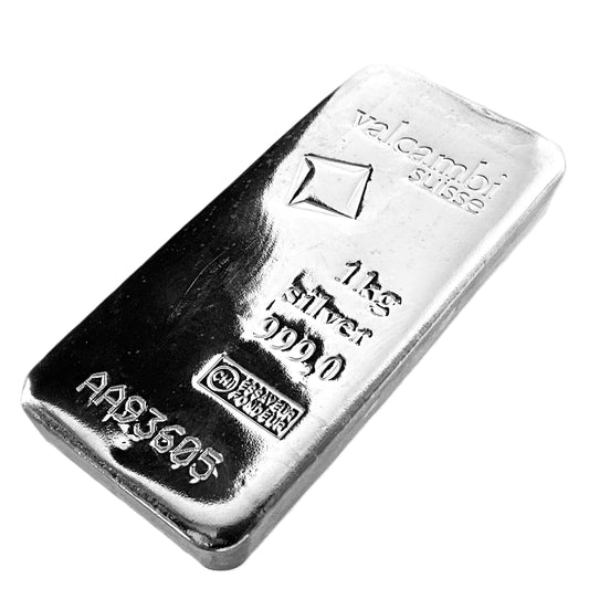 32.15 ozt 1 kg Valcambi 999 Silver Bar