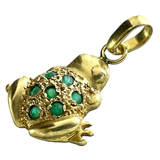 10K Yellow Gold Frog Charm Pendant