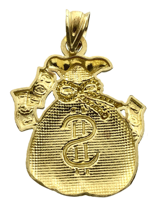 10K Yellow Gold Money Bag Pendant Charm AU316