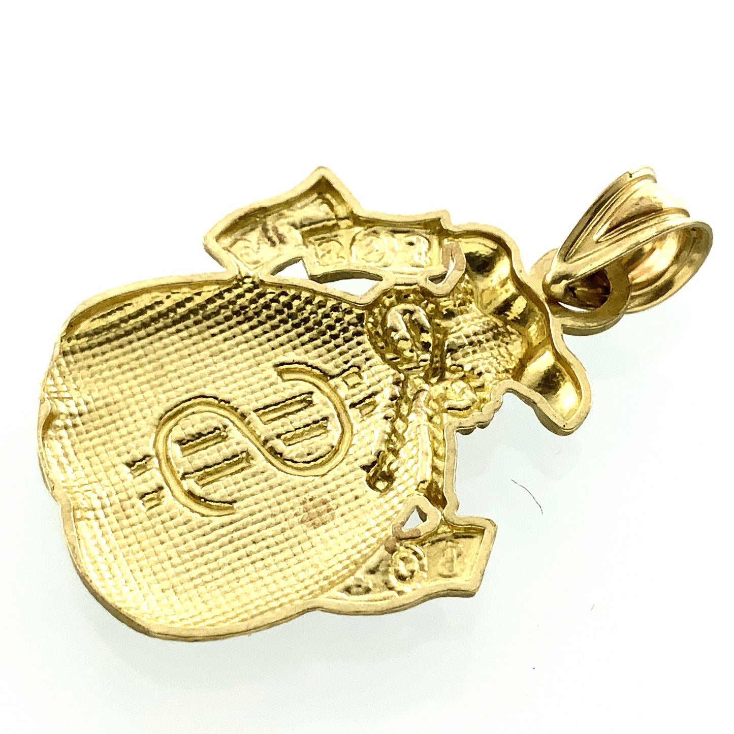 10K Yellow Gold Money Bag Pendant Charm AU316